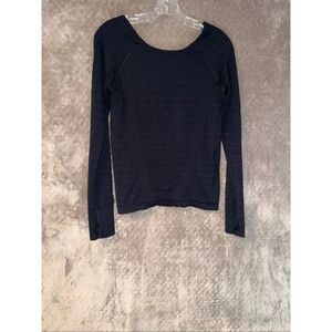 Athleta Womens Large Black Long Sleeve Compression Top With Thumb Holes #768